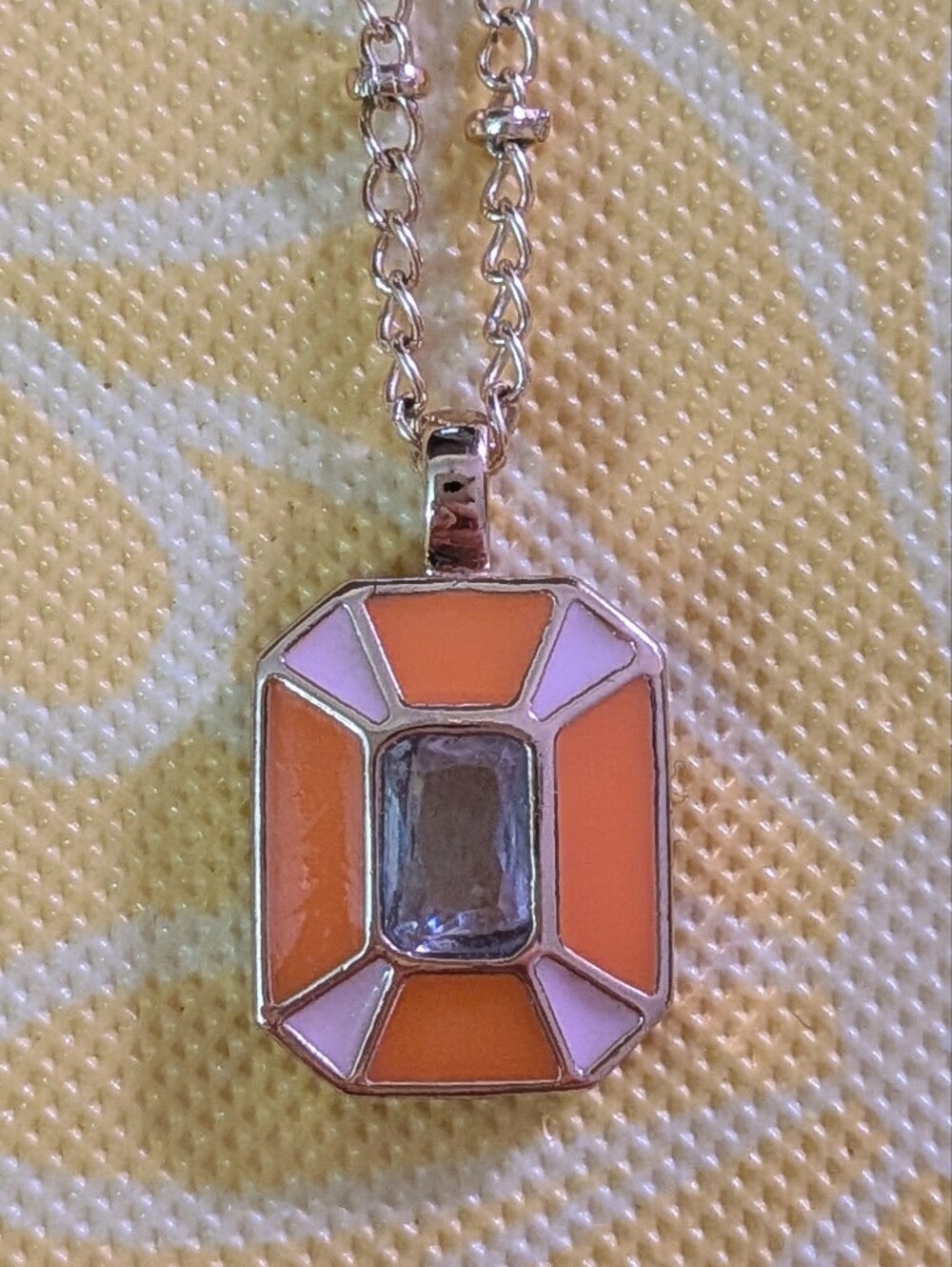 Orange & Pink Geometric Pendant Necklace